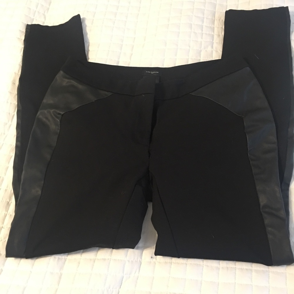 Ann Taylor skinny ponte and leather pants